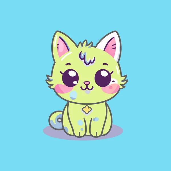 Adorable Mignon Chat Kawaii — Image vectorielle