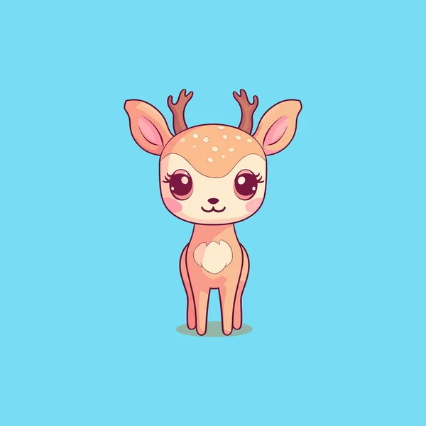Vector Illustration Funny Deer Cartoon Style — Stock Vector
