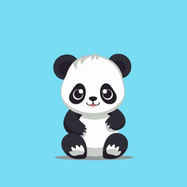 Çizgi film şirin bebek panda oturuyor