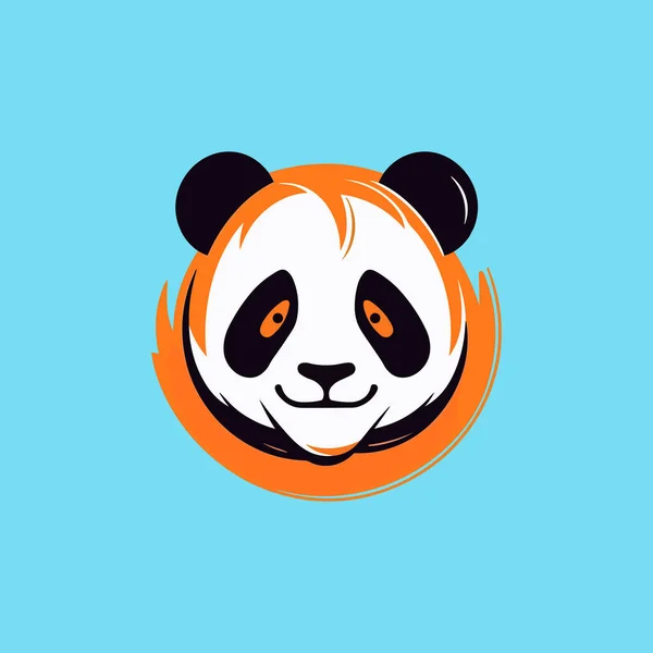 Cute Cartoon Orange Panda Face Drawing — Stock Vector