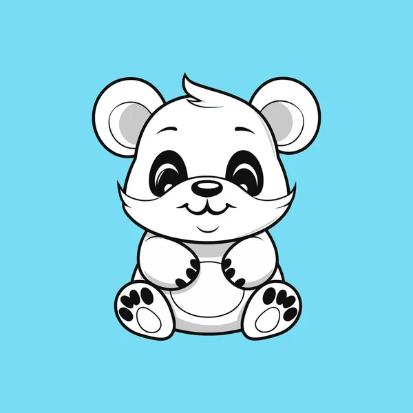 Lindo Divertido Pequeño Panda Bebé Sentado Sonriendo — Vector de stock