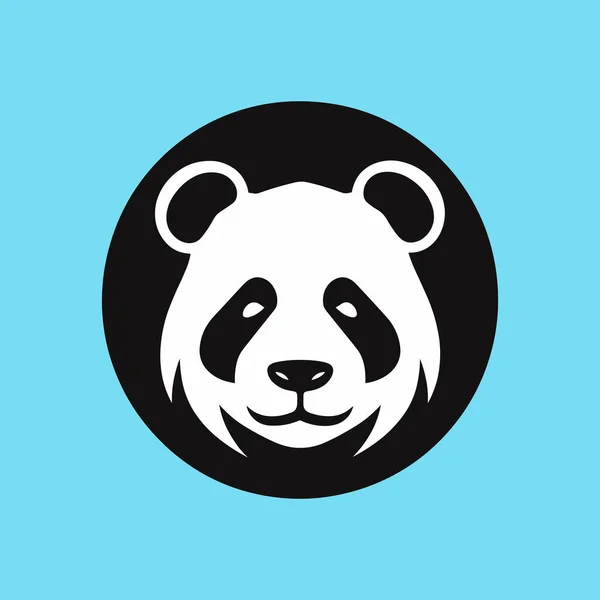 Bonito Minimalista Ícone Logotipo Rosto Panda — Vetor de Stock