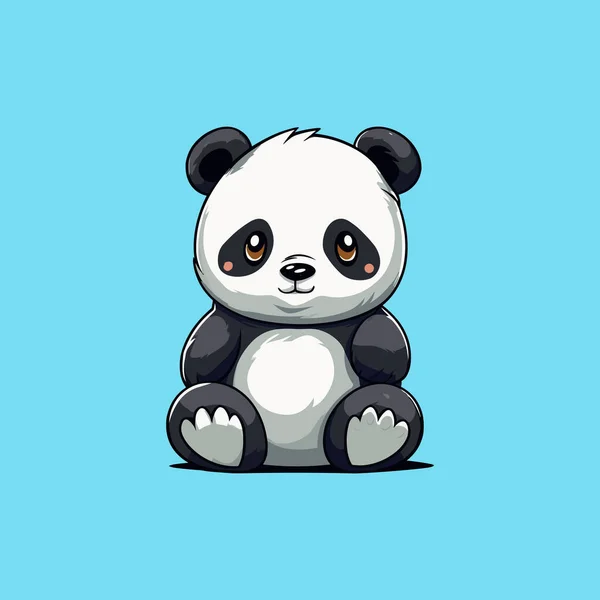 Illustration Eines Niedlichen Pandabären Sitzend — Stockvektor