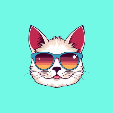 Sevimli bir yüz ya da güneş gözlüğü takan bir kedi kafası.
