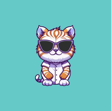 cool tiger, cute tiger, cute tiger wearing sunglass clipart