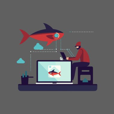 Hacker Botmaster bilgisayar zombisi robotu kullanıyor