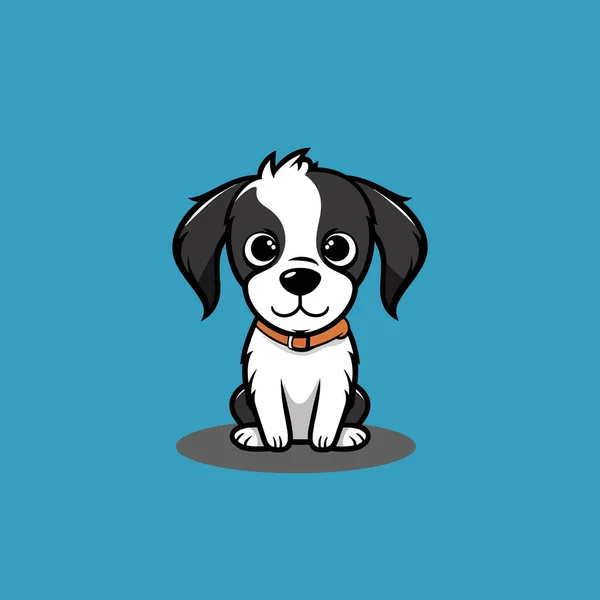 Adorable Lindo Perro Sentado Dibujos Animados — Vector de stock