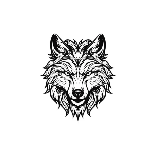 黑狼脸标识矢量 — 图库矢量图片