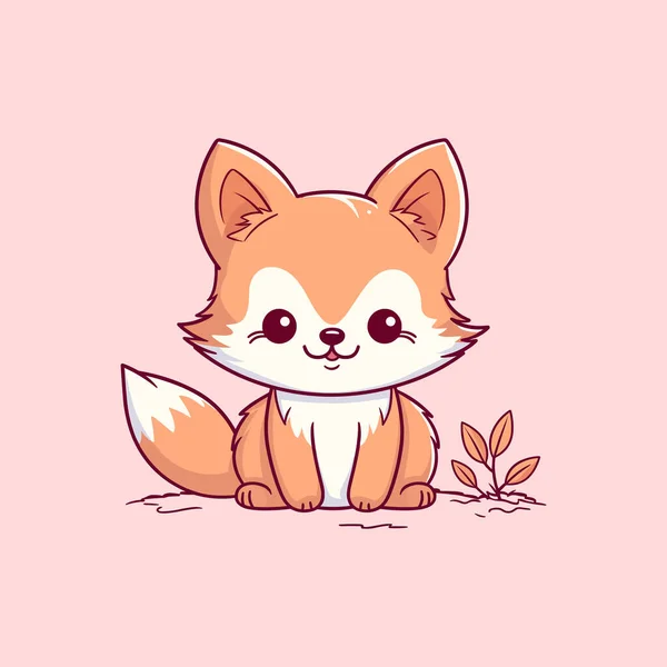 Cute Fox Kawaii Fox Kid — 스톡 벡터