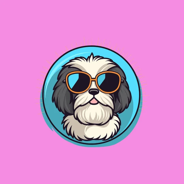 Funky Hund Bär Solglasögon Rosa — Stock vektor