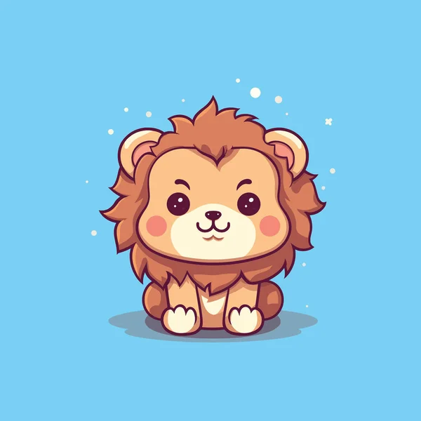 Lion Sitting Love Cute Creative Kawaii Cartoon — Stockvektor