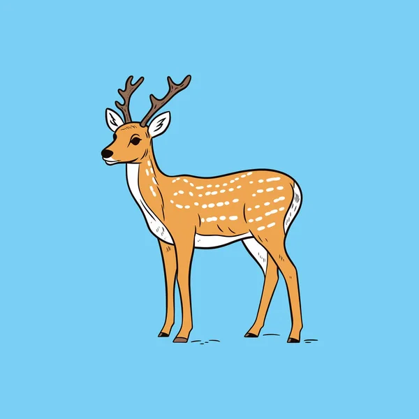 Vector Cute Deer Blue Background — Stock Vector