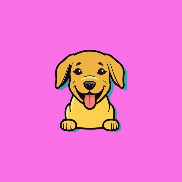 Anjing Peliharaan Kuning Tersenyum Wajah Bahagia - Stok Vektor