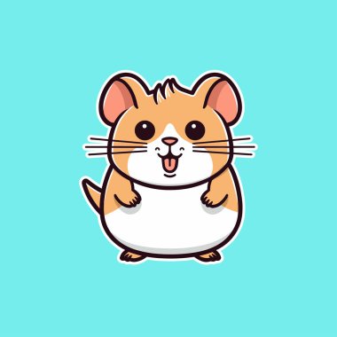 Mavi arka planda Sevimli Hamster Etiketi
