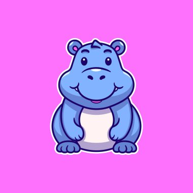 Hippopotamus vahşi hayvan çizgi film çıkartması çizimi