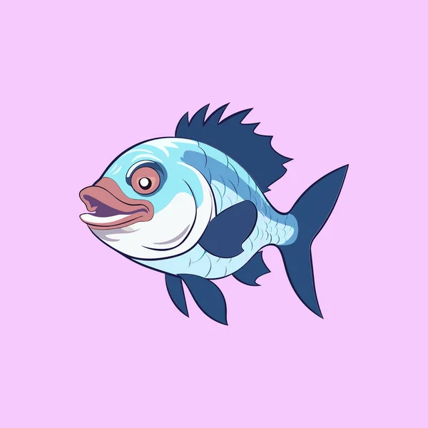 Рибний Маскот Пурпуровому Фоні — стоковий вектор