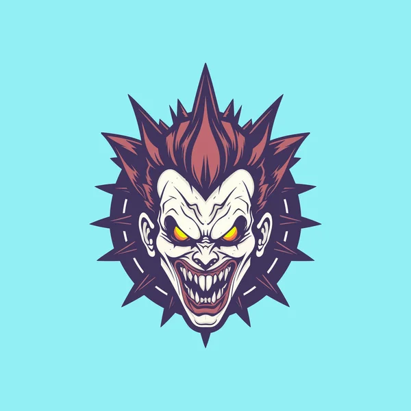 Refroidissant Joker Visage Cheveux Rouges — Image vectorielle
