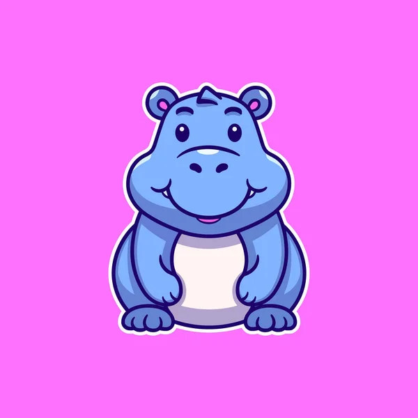 Hipopotam Dzikie Zwierzę Kreskówki Ilustracja — Wektor stockowy