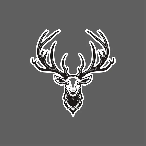 Stag Antler Silhouette Hunting Hunter Gift Sticker — Stock Vector