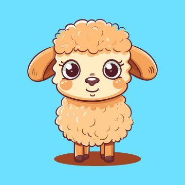 Mavi arka planda sevimli bebek koyunlar