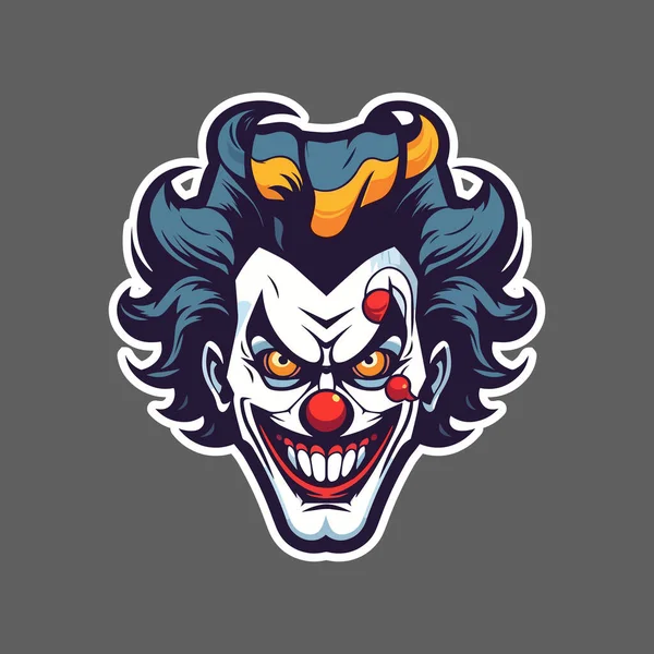Joker Ansikte Klistermärke Grå Bakgrund — Stock vektor