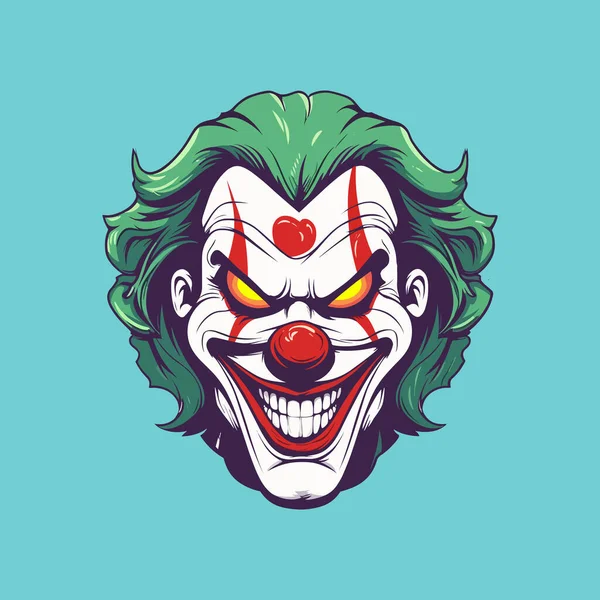 Cara Joker Con Ilustración Vector Pelo Verde — Archivo Imágenes Vectoriales