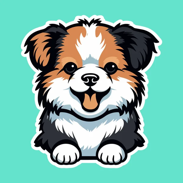 Kawaii Cute Puppy Dog Sticker — Stock Vector