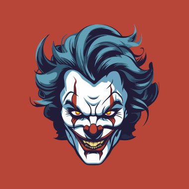 Kırmızı arka planda çılgın şakacı yüz