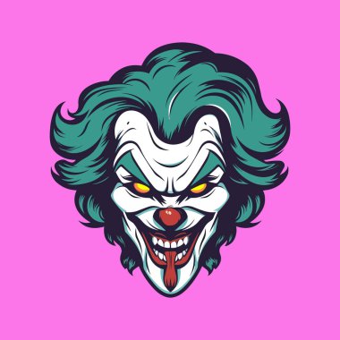 Pembe arka planda korkunç palyaço kafası