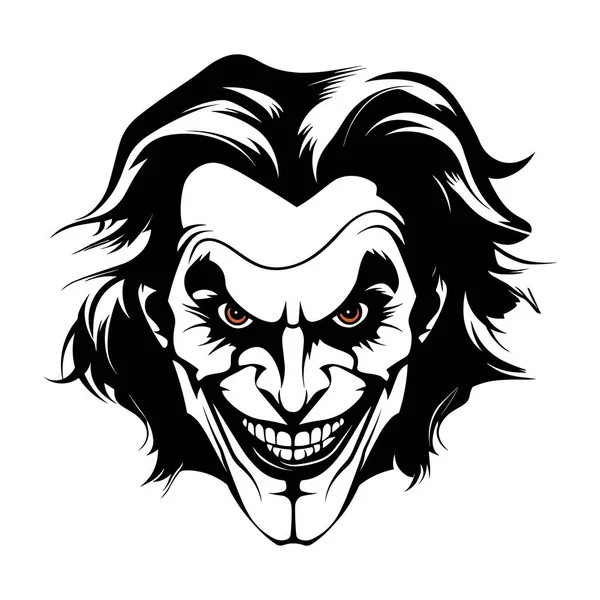 Cara Joker Negro Sobre Fondo Blanco — Archivo Imágenes Vectoriales