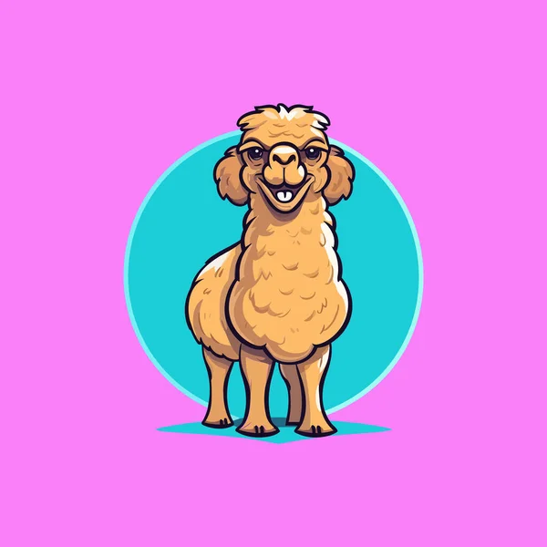 Kreskówka Uśmiecha Się Jeden Garb Camel Izolowane Różowy — Wektor stockowy