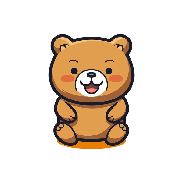 Urso Dos Desenhos Animados Bebê Sorrindo Isolado Branco — Vetor de Stock