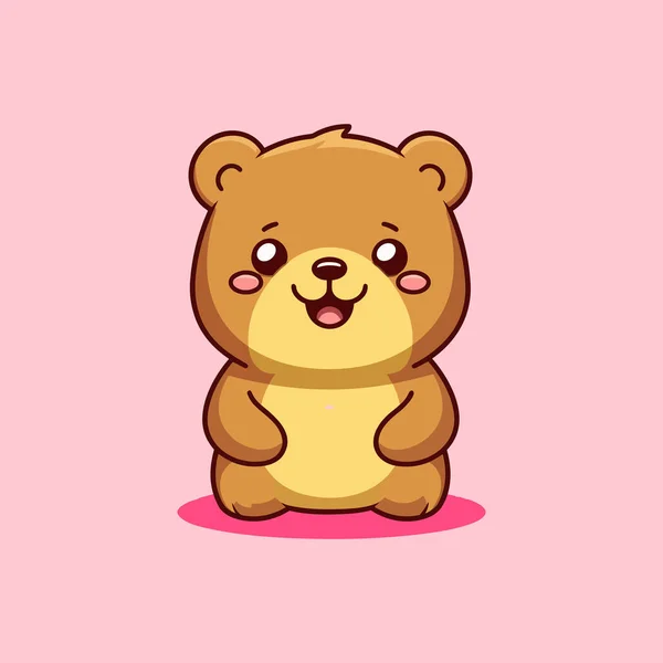 Bonito Desenho Animado Urso Emoções Ícone — Vetor de Stock
