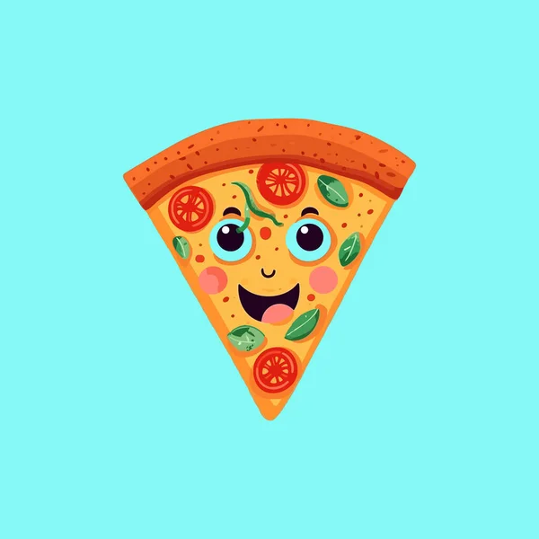 Lindo Personaje Pizza Con Emociones — Vector de stock
