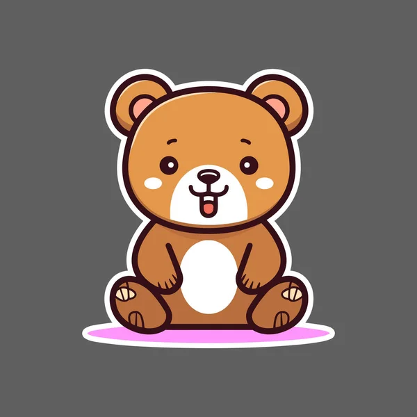 Cute Teddy Bear Cartoon Sticker — Stock Vector
