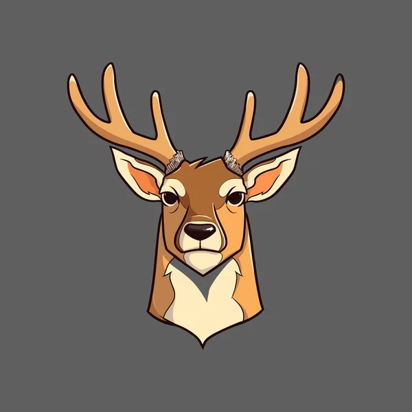 Illustration Cartoon Deer Head Mascot — Stock Vector