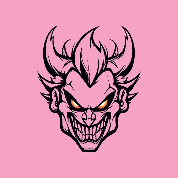 ピンクのジョーカー顔のシルエット — ストックベクタ