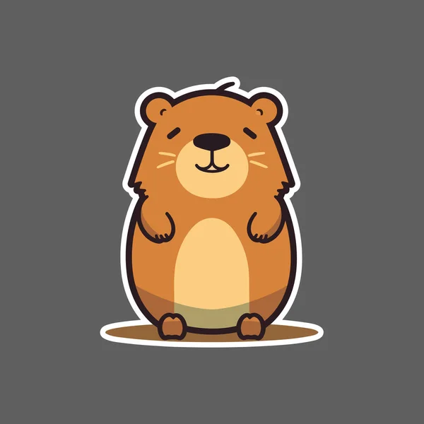 Sticker Adorable Capybara Sur Fond Gris — Image vectorielle