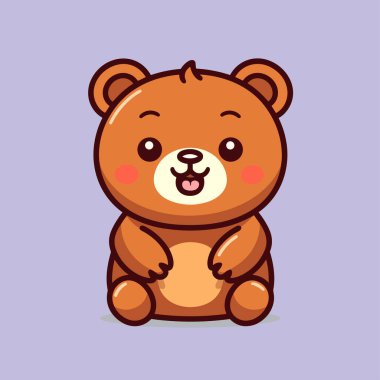 Klasik sevimli sevimli tüylü kahverengi oyuncak ayı oturuyor ve gülümsüyor.