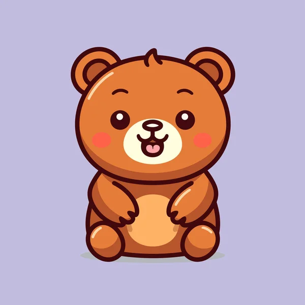 Klasický Roztomilý Mazlivý Chlupatý Hnědý Medvídek Sedící Usmívající — Stockový vektor