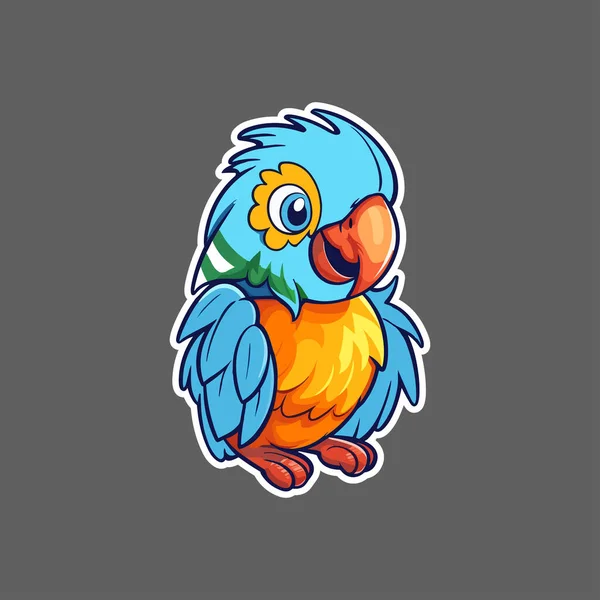 Niedliches Cartoon Papagei Maskottchen Mit Einem Flügel — Stockvektor