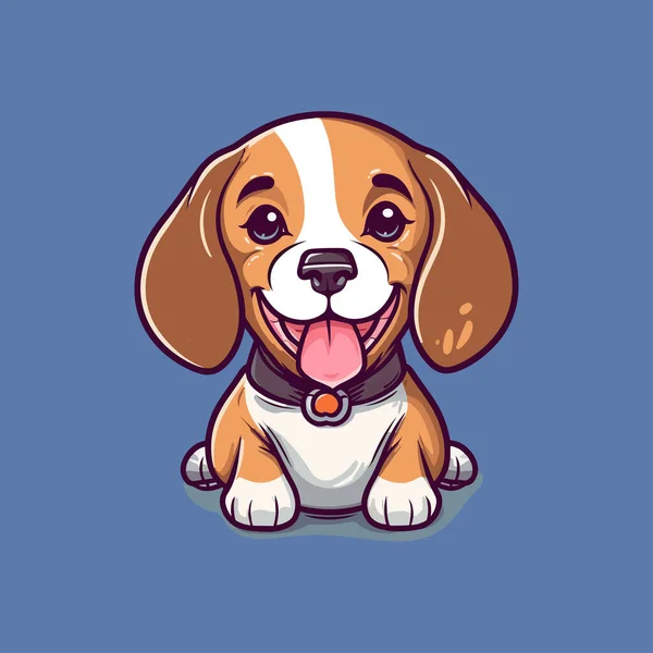 Lindo Perro Raza Beagle Sentado Longitud Completa — Vector de stock