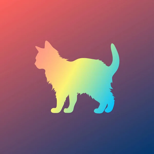 Silhueta Gato Grande Gato Clipart Silhueta Colorido Arco Íris —  Vetores de Stock