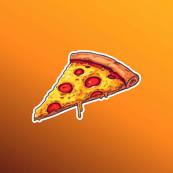 Kawałek Pizzy Pizza Pepperoni Żółtym Tle — Wektor stockowy