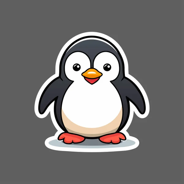 Pegatina Pingüino Sobre Fondo Gris — Archivo Imágenes Vectoriales