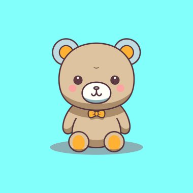 Çizgi film karakteri vektörüne oturan sevimli oyuncak ayı.