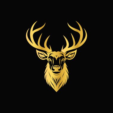 Altın geyik kafası, siyah arka planda geyik çizgisi