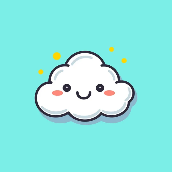 Cute Kawaii Cloud Cartoon Vector — Stock Vector