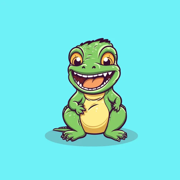 Linda Mascota Iguana Sonriendo — Vector de stock