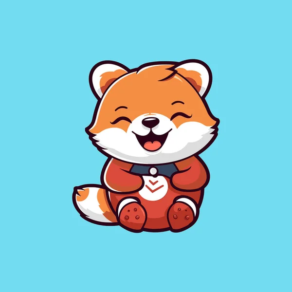 Niedlicher Roter Panda Lächelt Von Etwas Cartoon Vektor — Stockvektor